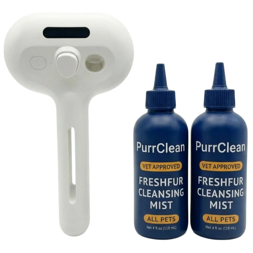SELF-CLEANING BRUSH + NO-RINSE COAT REFRESH