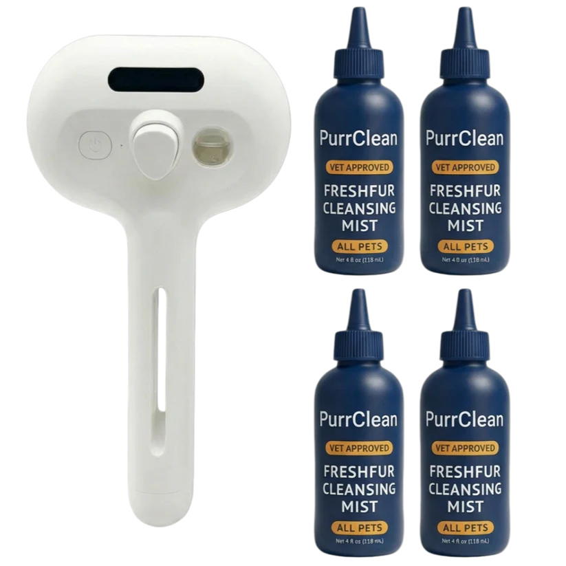 SELF-CLEANING BRUSH + NO-RINSE COAT REFRESH