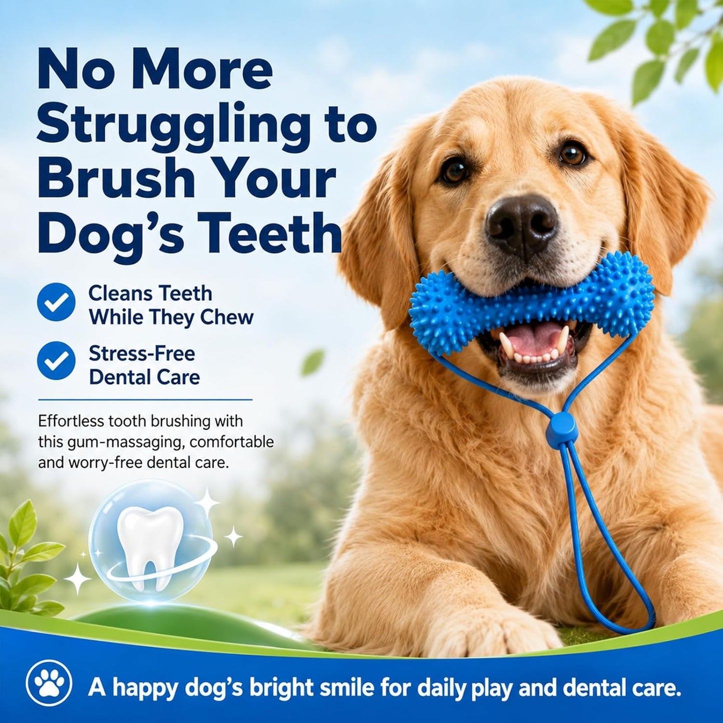 2-in-1 Dog Dental Cleaning Chew Toy & Brushing Aid