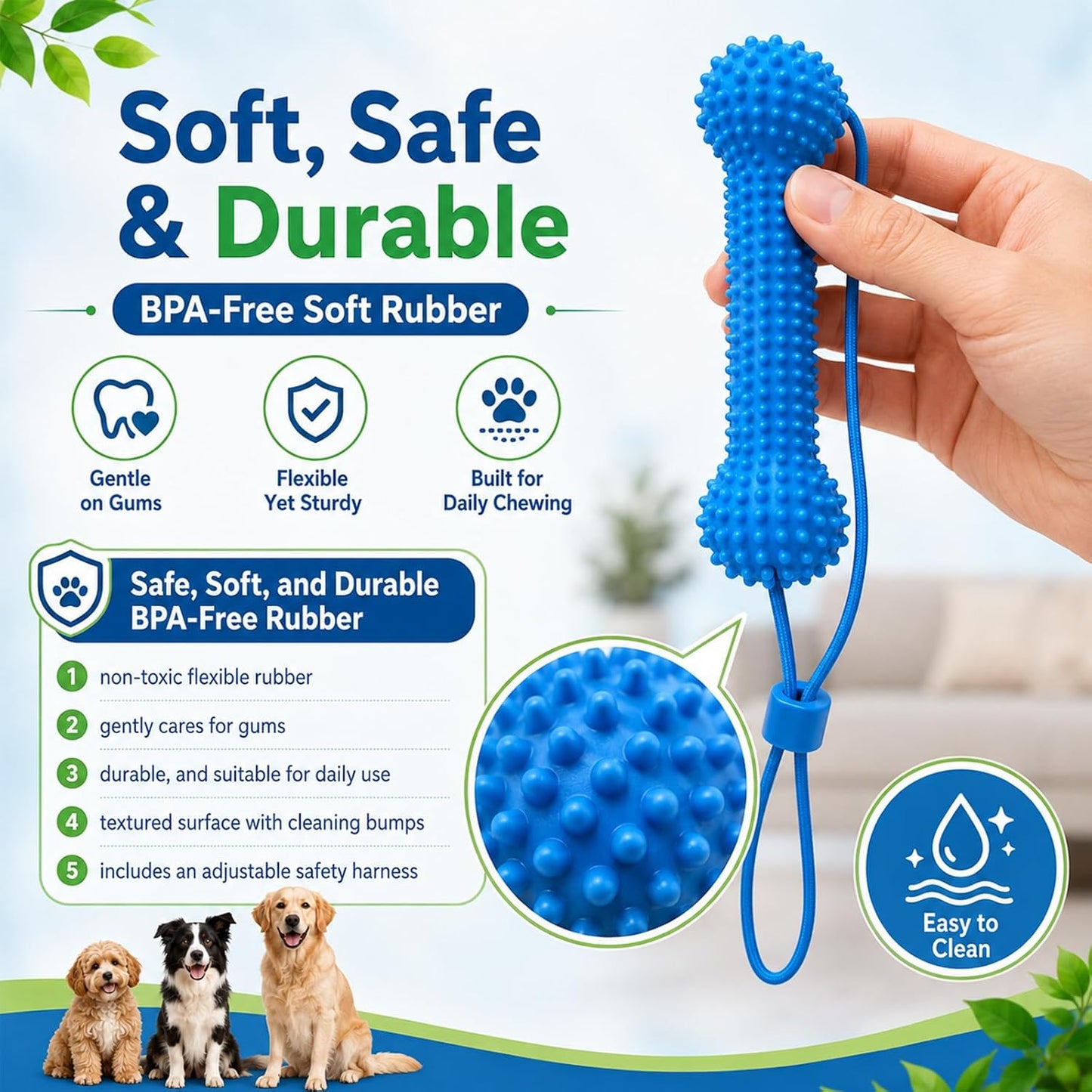 2-in-1 Dog Dental Cleaning Chew Toy & Brushing Aid