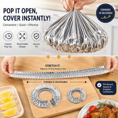 Reusable Stretch Aluminum Food Cover for Bowls & Plates – Food Grade Universal Lid