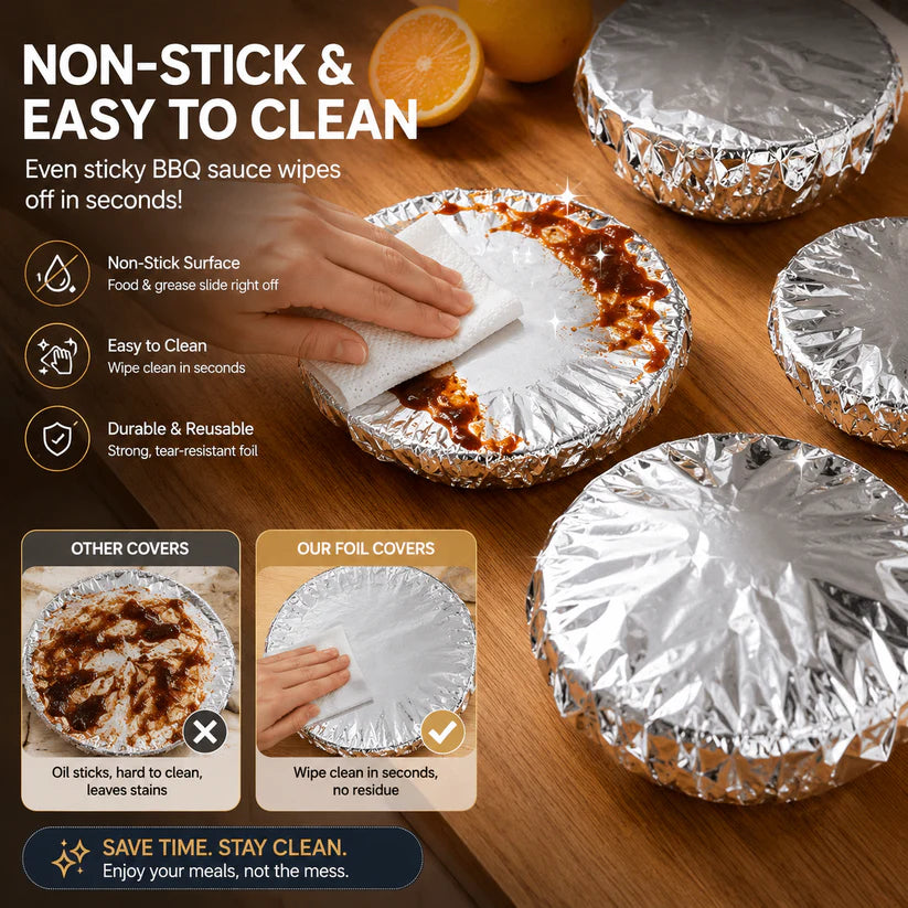 Reusable Stretch Aluminum Food Cover for Bowls & Plates – Food Grade Universal Lid