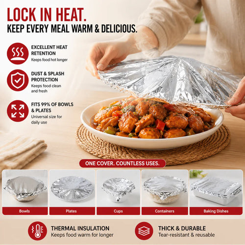 Reusable Stretch Aluminum Food Cover for Bowls & Plates – Food Grade Universal Lid